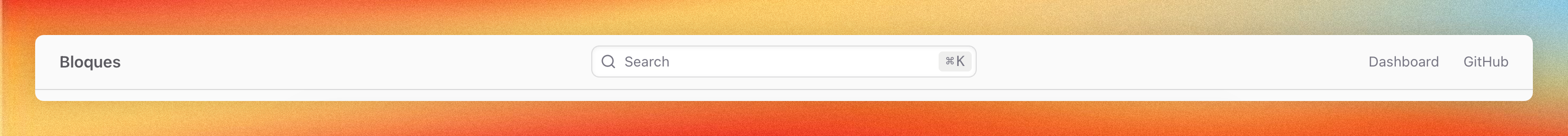 Rendered top bar with navbar links beside the search field